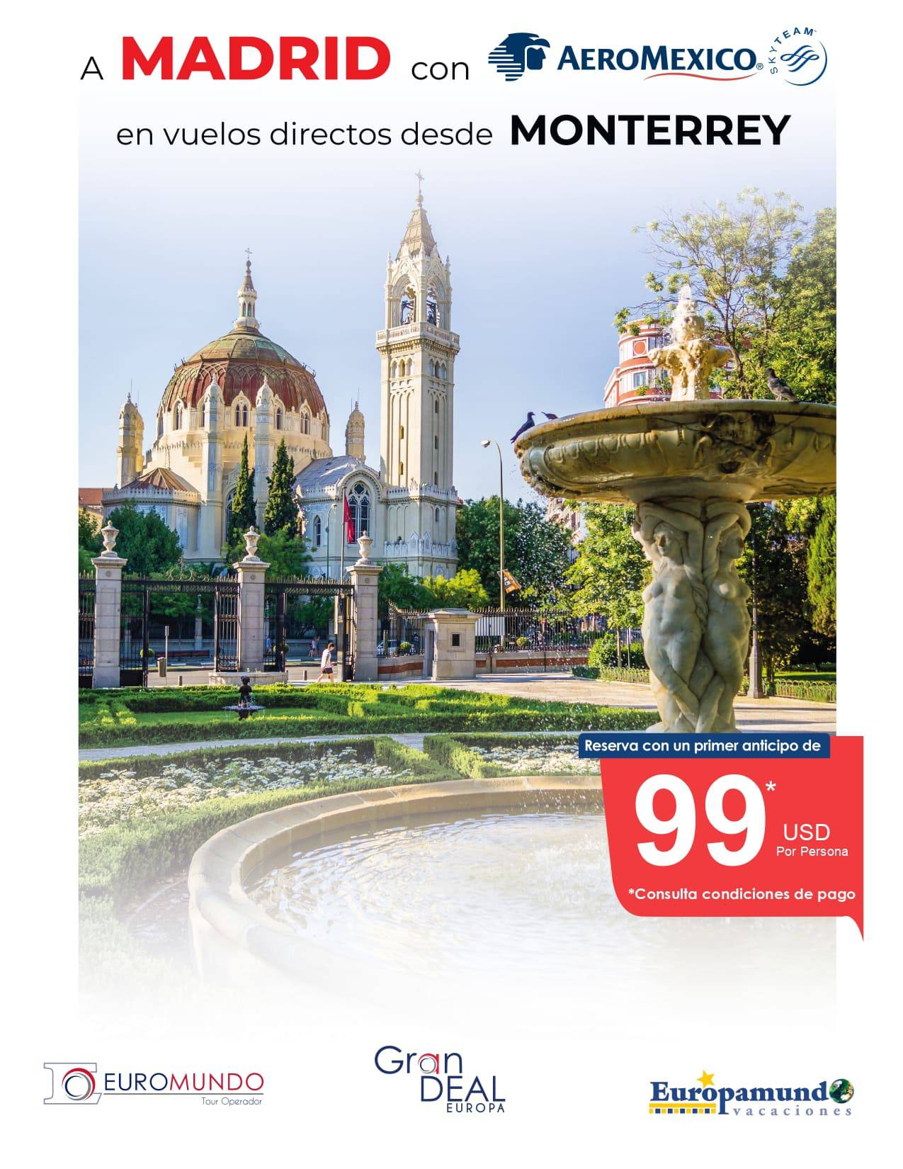 Vuelos Directos a Europa desde Monterrey..